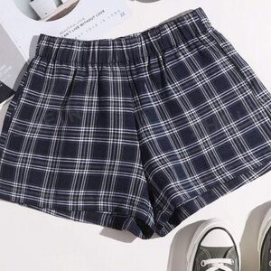 Navy plaid shorts
